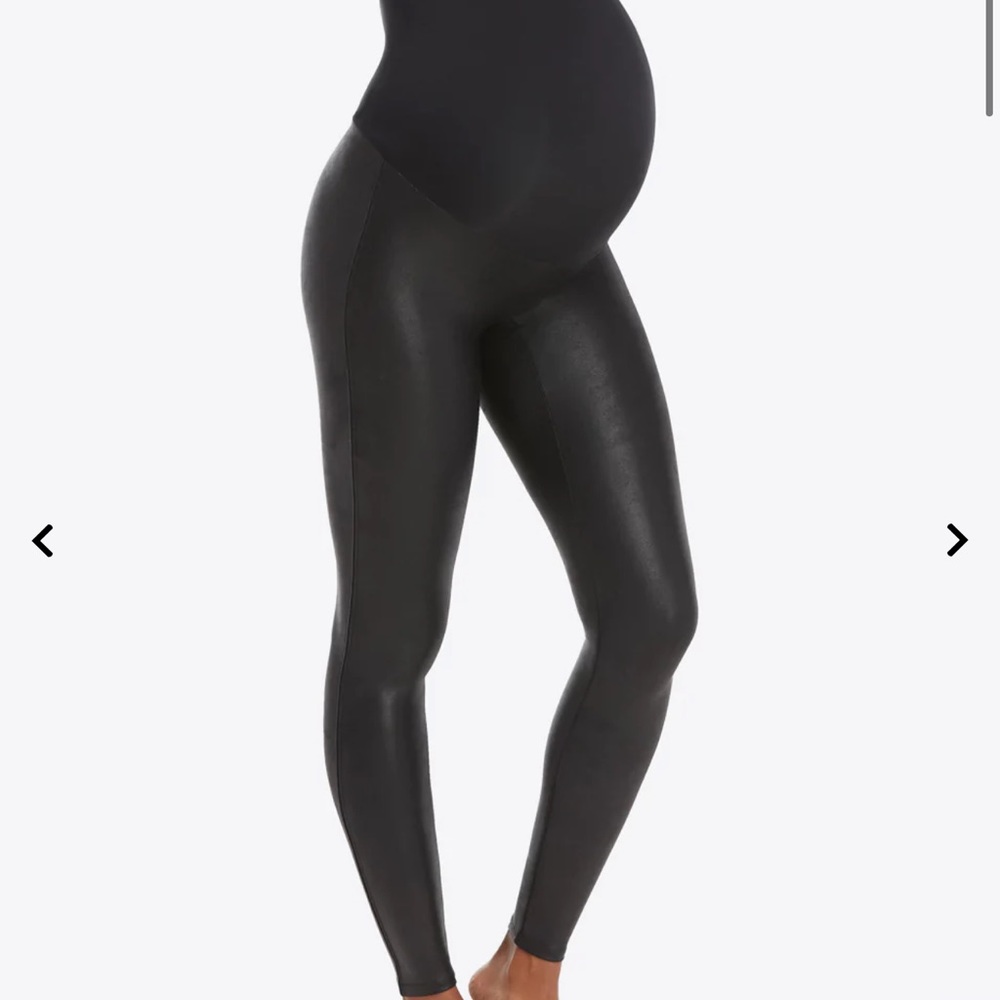 Spanx mama faux leather leggings size medium